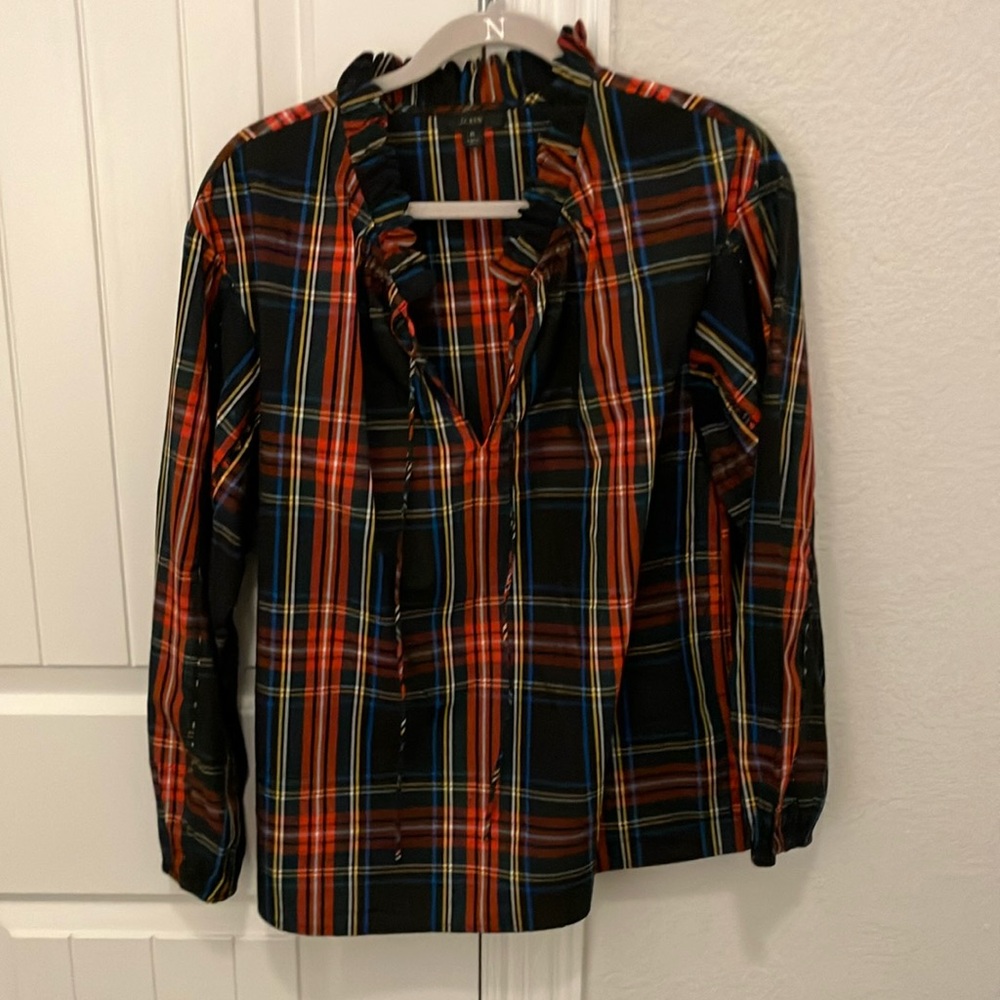 J. Crew Vibrant Plaid Blouse